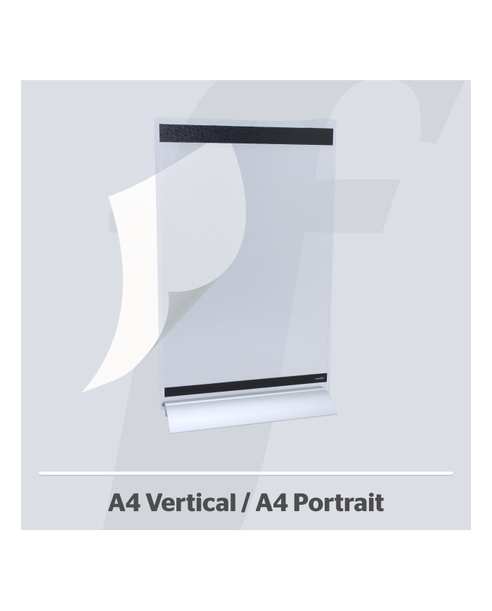 PosterFix® Sobremesa A4V Metacrilato Transparente Negro