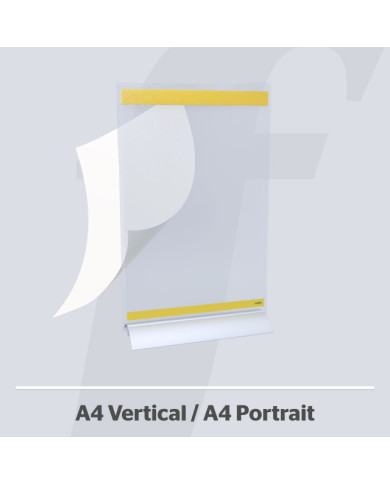 PosterFix® Sobremesa A4V Metacrilato Transparente Amarillo