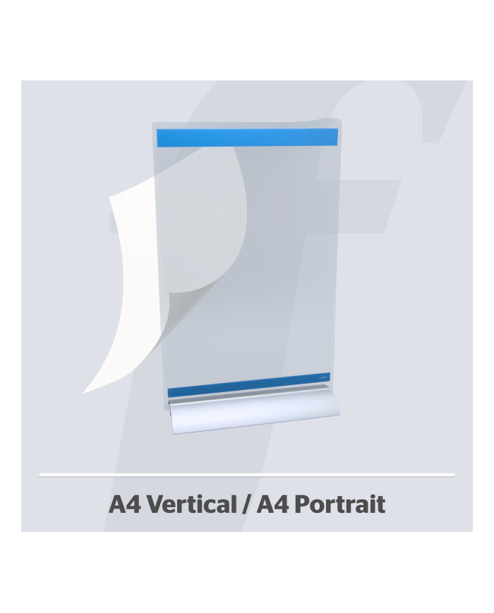 PosterFix® Sobremesa A4V Metacrilato Transparente Azul